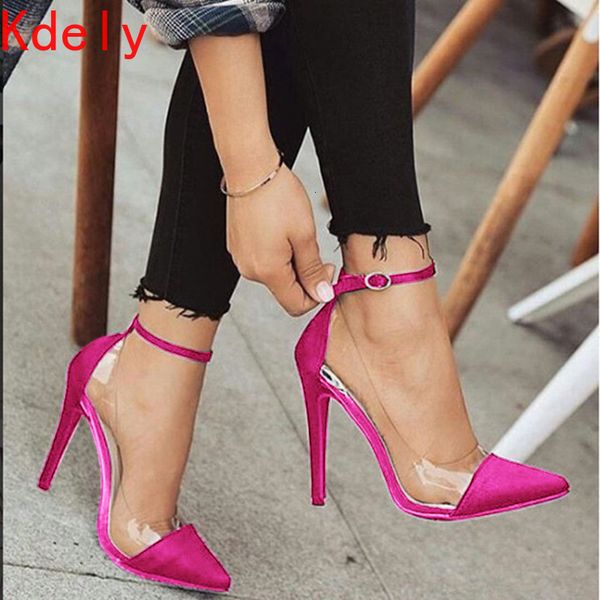

sandals high heels ankle buckle shoes women pumps ladies party wedding woman sapato jelly transparent chaussure zapatos mujer, Black