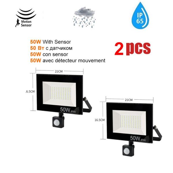 

floodlights 1-2pcs 220v 10-100w led floodlight spotlight exterior street wall reflector lights motion sensor light,wireless waterproof e