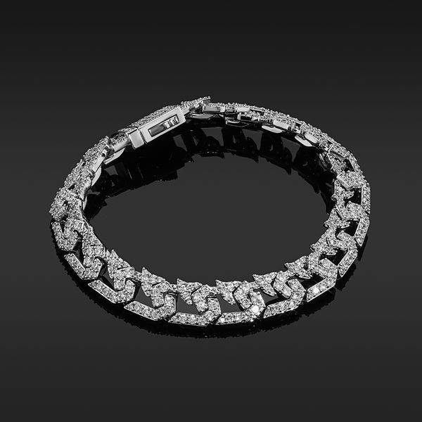 

new fashion design chain mens bracelet 10mm gold plated iced micro pave cubic zirconia hip hop luxury jewelry for punk party gift for men an, Golden;silver