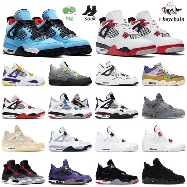 

jorden 4 basketball shoes retro og fire red cactus jack jumpman aj 4s diy psgs kaws off sail white cement purple metallic bred black cat men