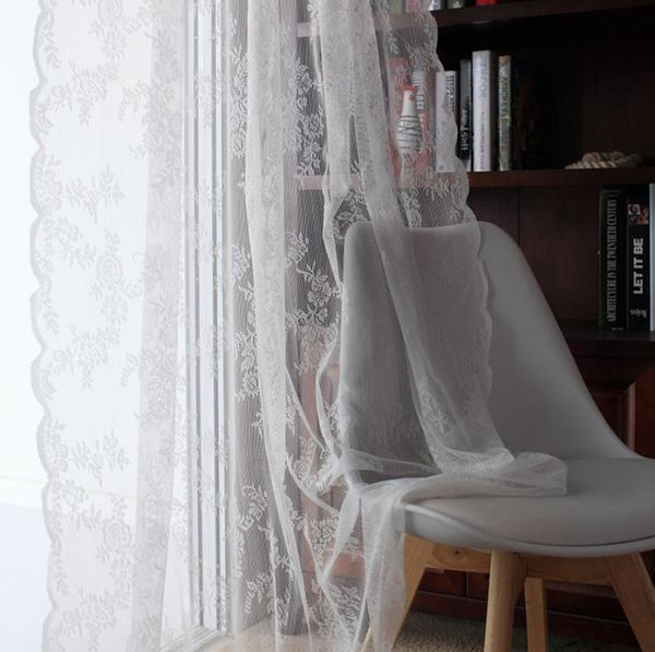 

curtain & drapes european white lace flowers mesh voile sheer curtains elegant window tulle for living room blinds #35