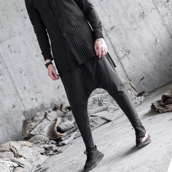 

striped harem pants hip hop joggers streetwear men's, Black