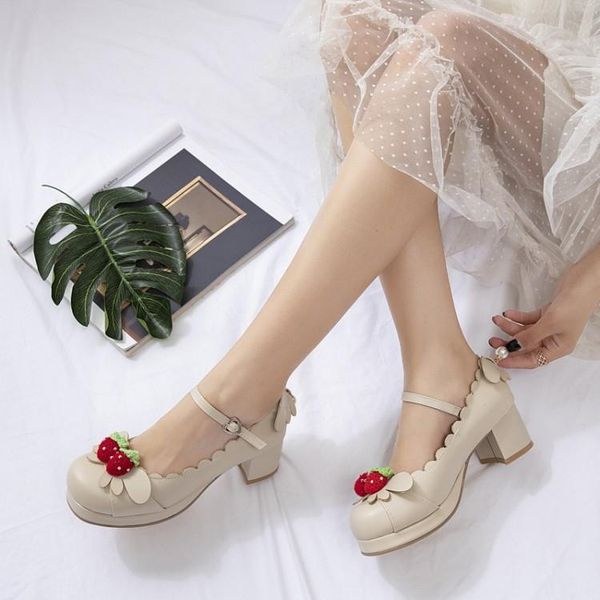 

dress shoes women square heel 5cm round luxury designers platform heels mary janes cherry fashion 2021, Black