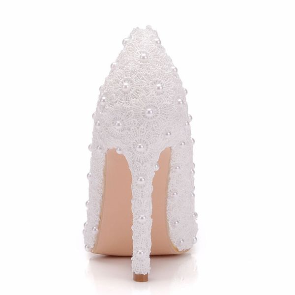 

sandals sweet flower women high heels lace platform pearls wedding bride shoes 11cm height eveing pumps, Black