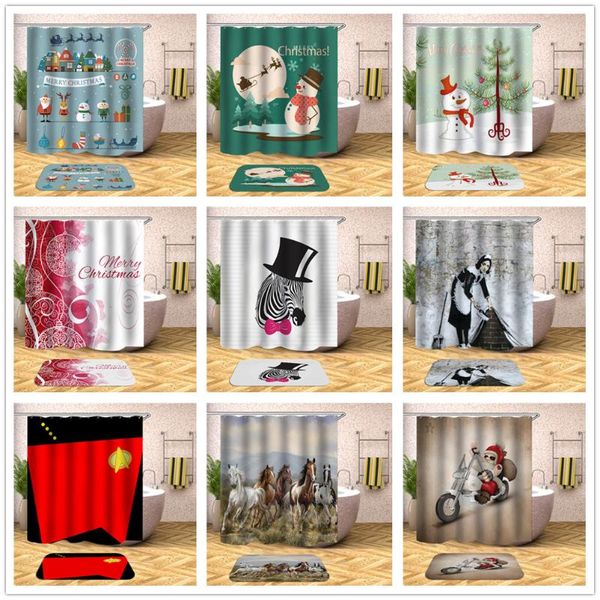 

shower curtains modern design 3d cartoon bath curtain for bathroom toilet 2 pcs set carpet and waterproof washable home decor