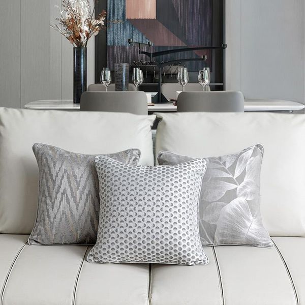 

cushion/decorative pillow modern light luxury silver leaf jacquard cover satin embroidered polka dot stripe cushion geometric pillowcase 45c