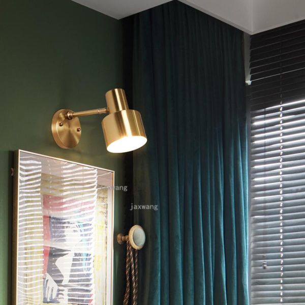 

wall lamps modern copper led nordic light luxury creative adjust sconces lighting bedroom bedside fixtures