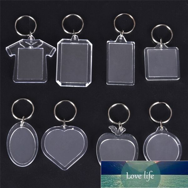

5pcs/lot rectangle heart round styles transparent blank acrylic insert p picture frame keyring keychain diy split ring gift, Silver
