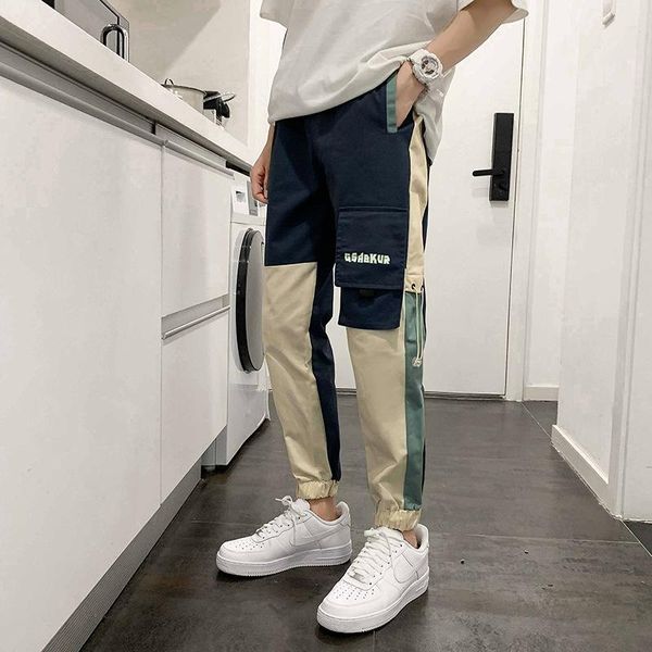 

cargo pants men black hip hop joggers harem elastic waist loose baggy korean style ankle length trousers 5xl men's