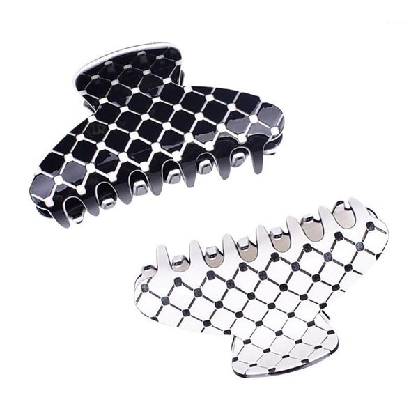

8.5cm acrylic hair claw clips for women accessories black white geometric crab hairclip fashion clip hairpins headwear1