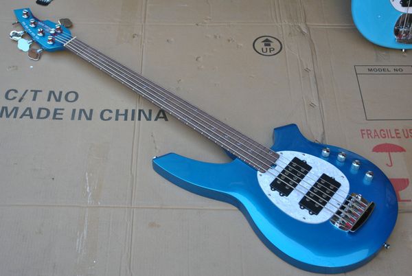 

5 strings bongo music bass guitar blue electric active pickup or red