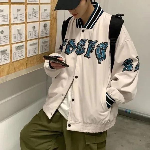 

men's jackets nieuwe jas mannen en vrouwen voorjaar retro borduurwerk baseball uniform western prep student stijl verticale losse, Black;brown