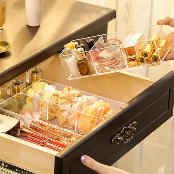 

storage boxes & bins acrylic makeup organizer box dressing table cosmetic lipstick finishing grid deskdrawer compartment