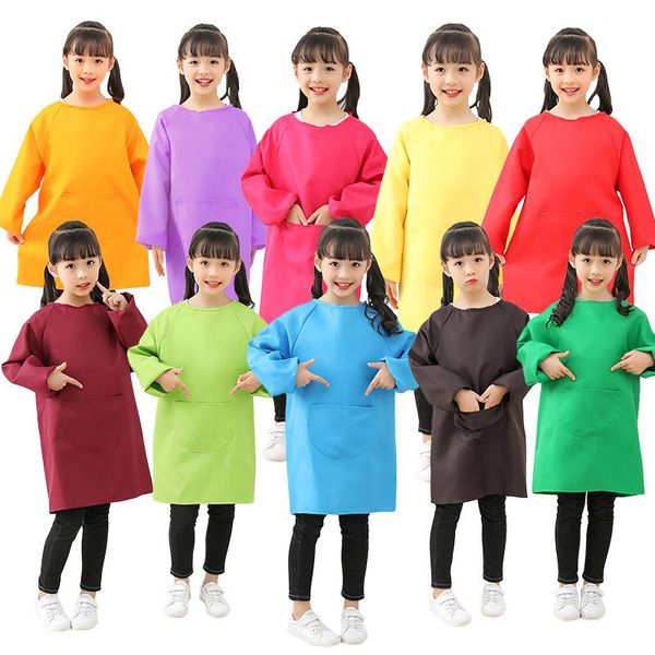 

children's aprons drawing smock antifouling long-sleeved middle-aged child kindergarten baking painting craft art apron customed