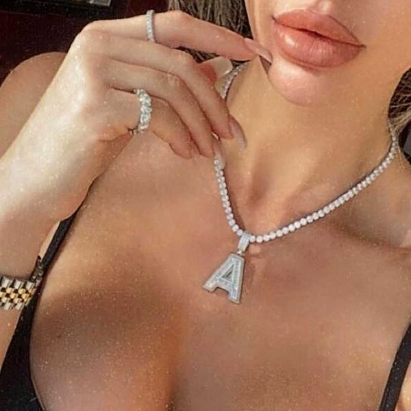 

stonefans 26 letter necklace alphabet choker for women charm rhinestone simple crystal necklace pendants statement piece chain, Silver