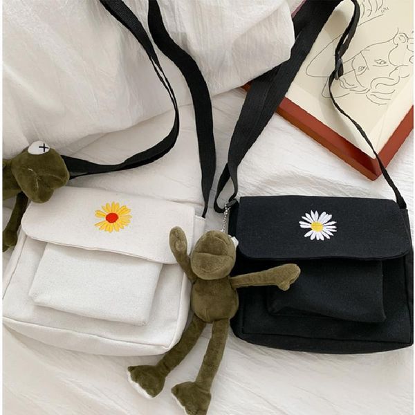 

evening bags 2022 fashion style handbag women mini cloth bucket pouch daisy small cotton totes girls solid casual canvas shoulder bag