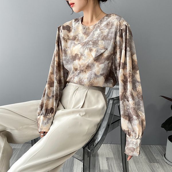 

blouses 2021 spring long o-neck womens blouses fashion women chiffon shirt blusas roupa feminina, White