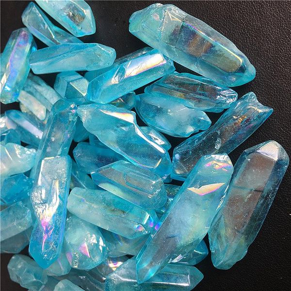 

aura blue quartz crystal specimen natural stones minerals gemstones healing reiki home decorations decorative objects & figurines
