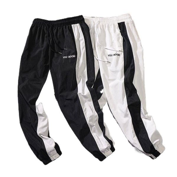 

men's casual pants sports 2021 summer clothing loose letters printed trousers hip-hop streetwear men, Black