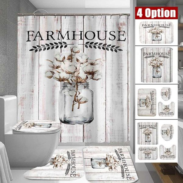 

shower curtains waterproof set bathroom non-slip mat toilet cover bath rugs floor mats for curtain carpet