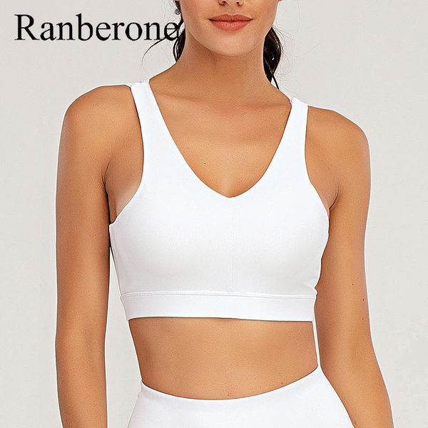 

ranberone women's bra sports underwear beauty back shockproof breathable sport fitness training workout female gym clothing, White;black