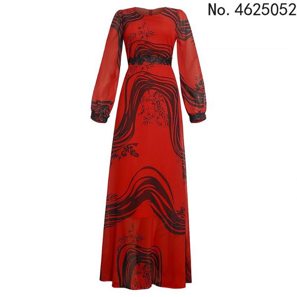 

ethnic clothing plus size dresses for women autumn african long sleeve printing polyester dress maxi clothes, Red