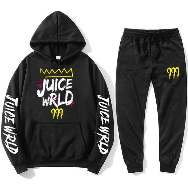 

sports suit j uicewrld hoodie sweatshirt + jogging pants juice wrld juice wrld juicewrld trap rap rapy tomography juice world x0601, Gray