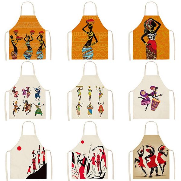 

aprons african style kitchen for women cotton linen bibs household cleaning pinafore home cooking apron barber man kid