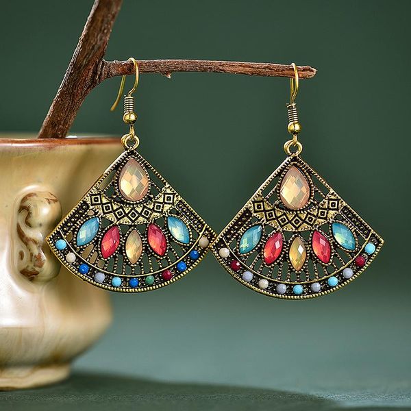 

dangle & chandelier retro sector turkish crystal jhumka earrings women's vintage bohemia boho beads tibetan jewelry, Silver