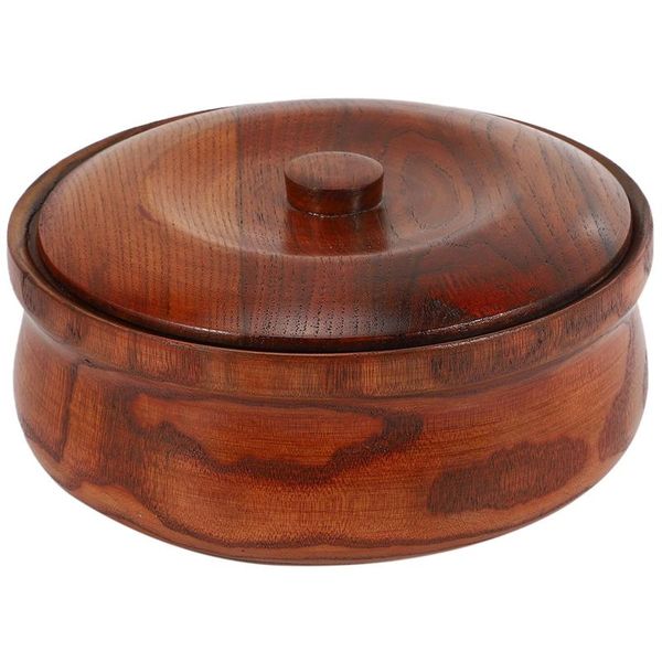 

solid wood bowls with cover for soup noodles salad style rice dinnerware home restaurant