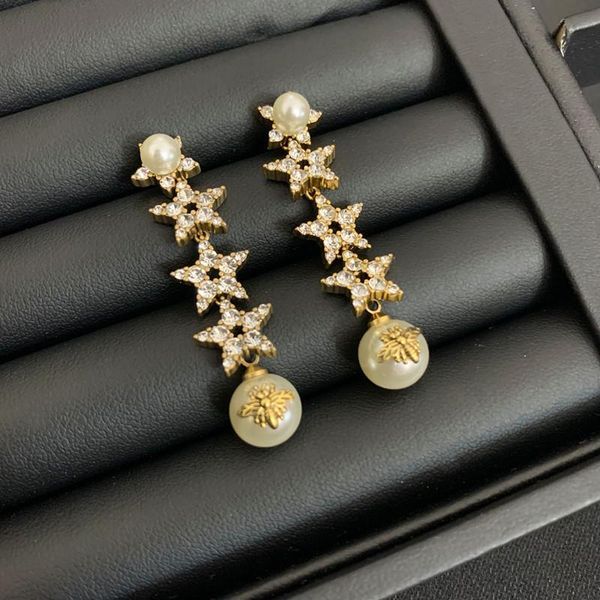

fashion design d letter tassel earrings suitable for women's long and short crystal earrings jewelry, Golden;silver