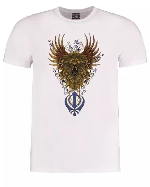 

khanda divine lion head- youth sub t-shirt, White;black