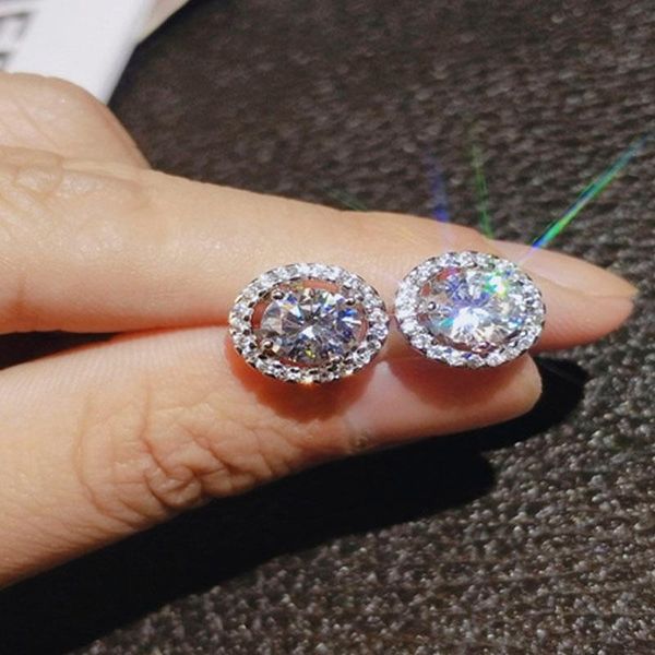 

stud mfy silver color simple round bling zircon crystal rhinestone earrings fashion korean jewelry for women girl, Golden;silver