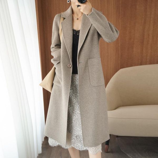 

women's wool & blends winter coat women korean style woman jacket long autumn elegant coats and jackets clothes abrigo mujer wpy1407, Black