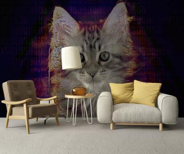 

wallpapers customized large-scale 3d mural wallpaper european hd hand-painted animal cat north simple background wall decoration painting