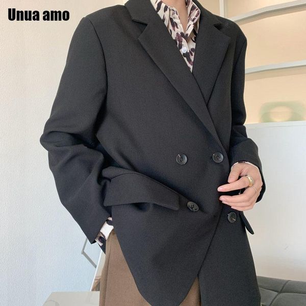 

women's suits & blazers unua amo autumn solid color elegant black blazer coat women korean style fashion loose long sleeve cardigan fem, White;black