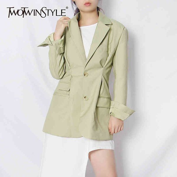 

casual ruched suits for women notched neck long sleeve elegant loose blazer female autumn fashion clothing 210524, White;black
