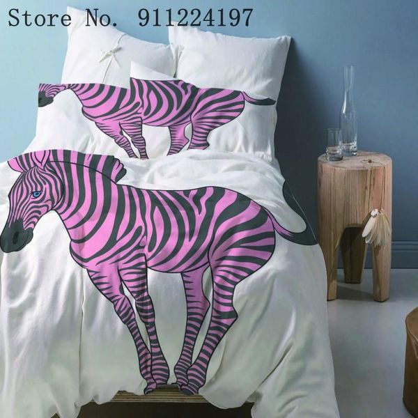 

bedding sets home textile pink zebra printing duvet cover comforter set single double  king luxury white quilt 210*210cm