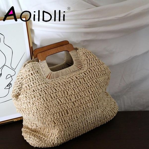 

evening bags korean caramel color ins wind handmade straw bag handbag lady summer large capacity french retro beach