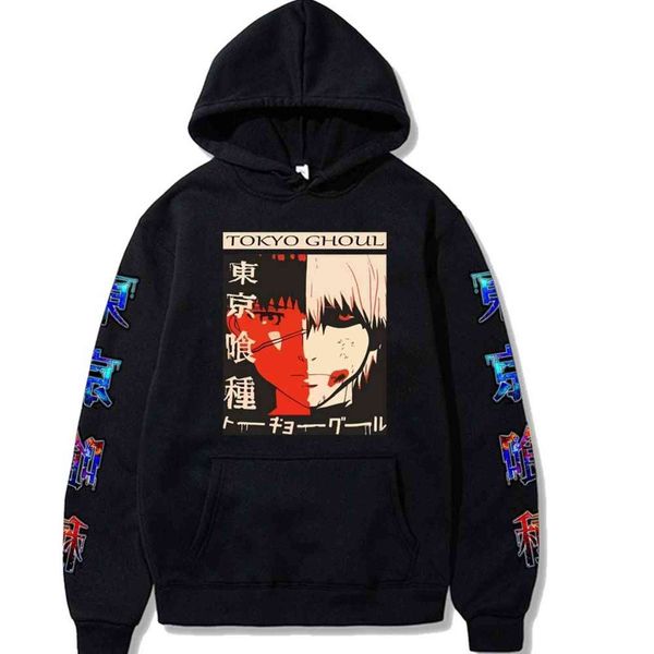 Tokyo Ghoul Felpe con cappuccio da uomo Felpa con cappuccio Casual Felpa con cappuccio maschile Pullover da uomo Taglie forti Y211118