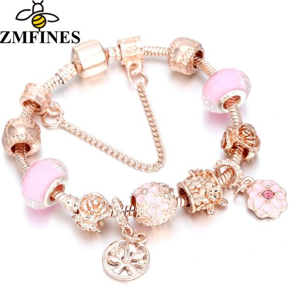 

charm bracelets 2021 trendy silver plated crystal life of tree beads bracelet for women pulseras jewelry gift drop, Golden;silver