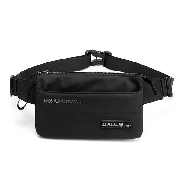 

men women nylon 4 pockets waterproof waist packs fashion male simple wear resistant black fanny pack messenger shoulder bag 395