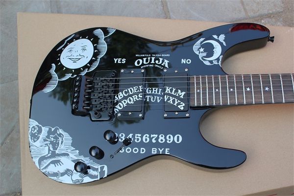 Hochwertiger Custom Shop KH-2 Kirk Hammett Ouija Schwarze E-Gitarre Blackk Hardware Großhandel