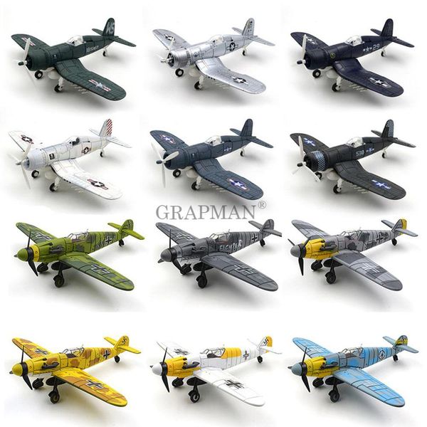 

1/64 WWII German BF109 UK Hurricane Fighter 4D Assemble Fighter Military Airplane Model Arms Building Blocks Toys for Boys