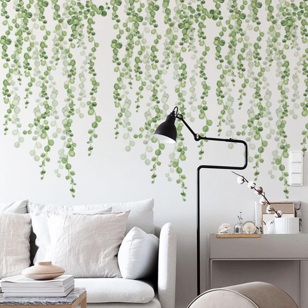 

wall stickers 2pcs/set plants green leaves decals diy murals for bedroom office decoration