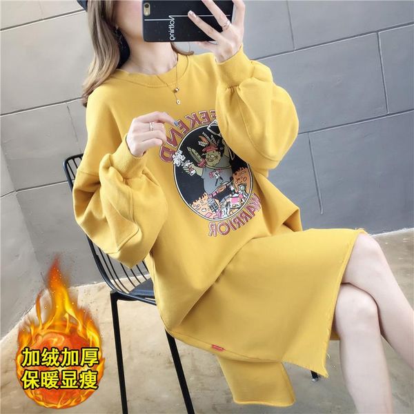 

women's sweaters 1373435 [no.2, row 2, middle hall] medium long cartoon letter plush pullover dress 2021jd, White;black