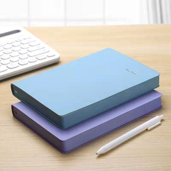 

notepads 2022 b5 thick simpler retro soft leather cover planner per page agenda diary notebook office school university supplies gift, Purple;pink
