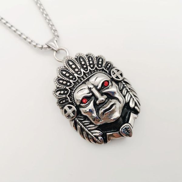 

pendant necklaces black knight stainless steel tribe leader necklace mens cool ethnic fashion blkn0781, Silver