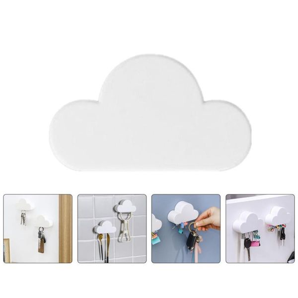 

hooks & rails 2pcs cloud style racks creative wall-mounted useful magnet (white)