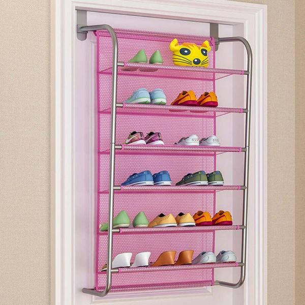 

over door hanging shoe rack shoes organizer wall mounted shelf multi-layer household slc88 clothing & wardrobe storage